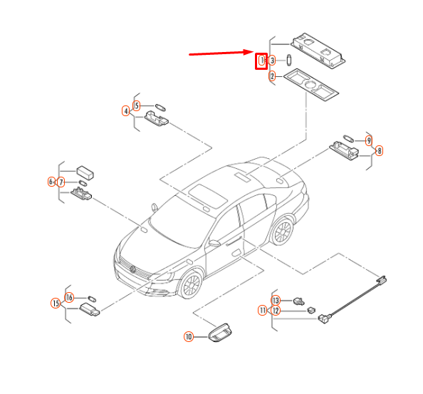 NEW VOLKSWAGEN JETTA A6 REAR INTERIOR AND READING LIGHT 6Q0947291A82V ORIGINAL
