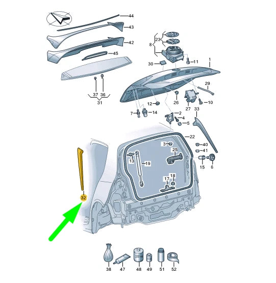 NEW VOLKSWAGEN GOLF MK7 REAR LID LEFT SPOILER 5G6805945E041