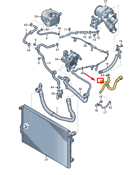 new vw tiguan ad coolant hose with quick release coupling 5qf122073ah original