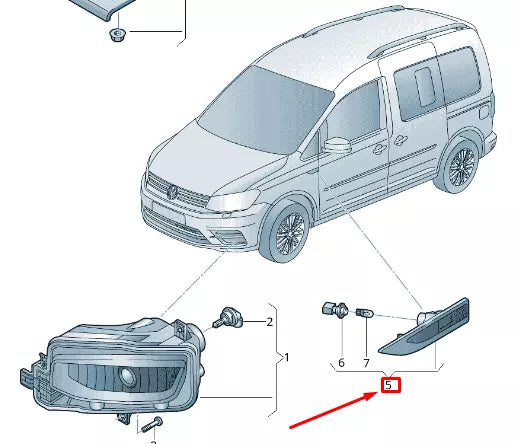 NEW VW CADDY 2K MK3 FRONT LEFT FENDER TURN SIGNAL INDICATOR 2K5949101A ORIGINAL