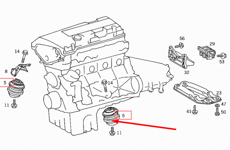 new mb e-class w210 engine mount a2022402917 4.3 petrol 205kw original