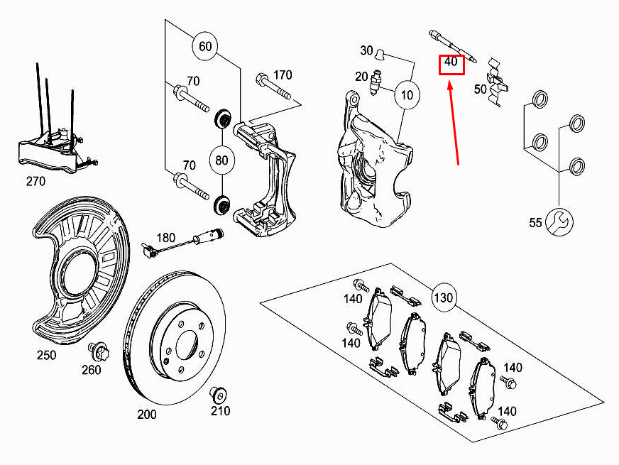 new mercedes-benz gla x156 brake caliper guide pin a0004217674 original