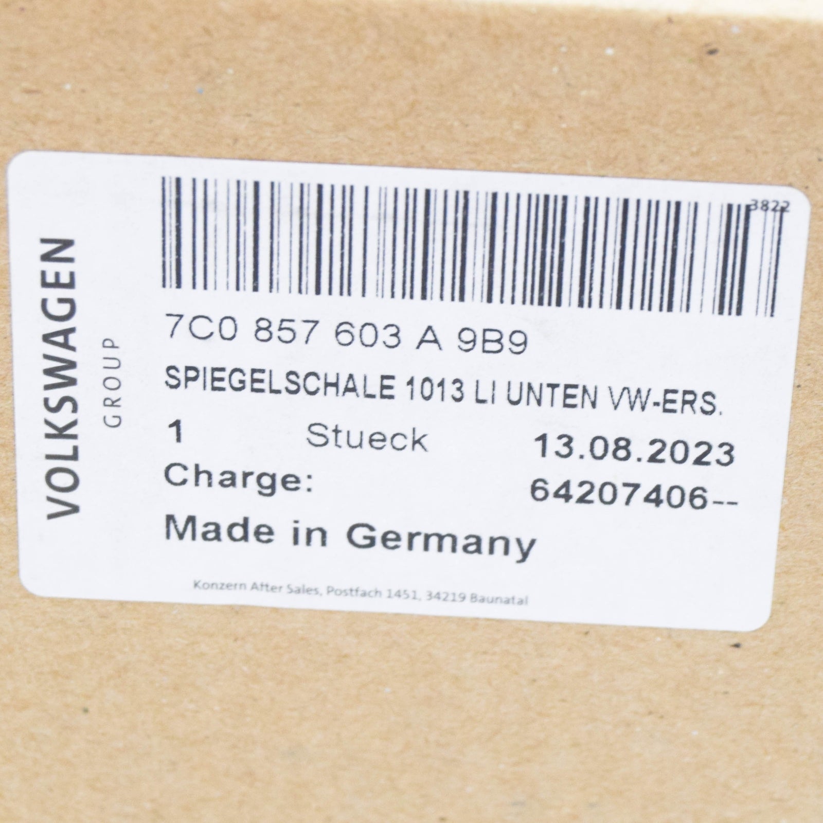 NEW VW CRAFTER SZ FRONT LEFT LOWER DOOR MIRROR FRAME 7C0857603A9B9 ORIGINAL