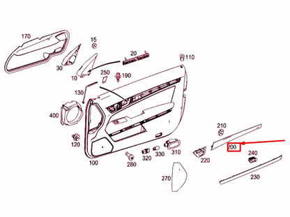 NEW MB E COUPE C207 FRONT LEFT DOOR PANEL MOULDING A2077206722 ORIGINAL