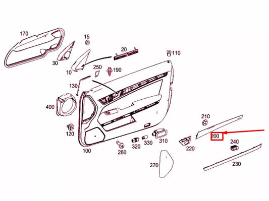 NEW MB E COUPE C207 FRONT LEFT DOOR PANEL MOULDING A2077206722 ORIGINAL