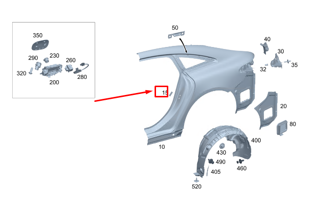 new mercedes-benz eqs v297 rear wheel well damping a2976828901 original