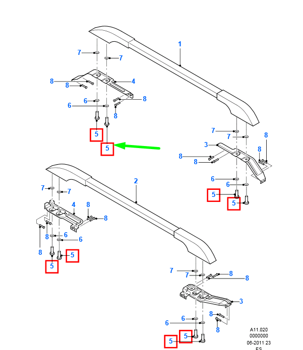 new ford ranger mk2 roof rack bolt 1543511 6m3j-00812-bb original