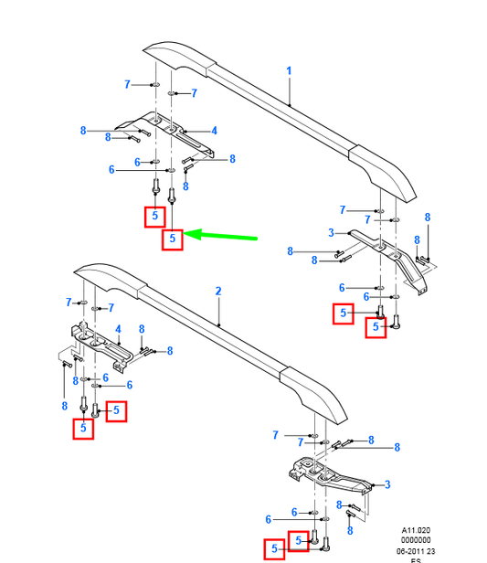 new ford ranger mk2 roof rack bolt 1543511 6m3j-00812-bb original