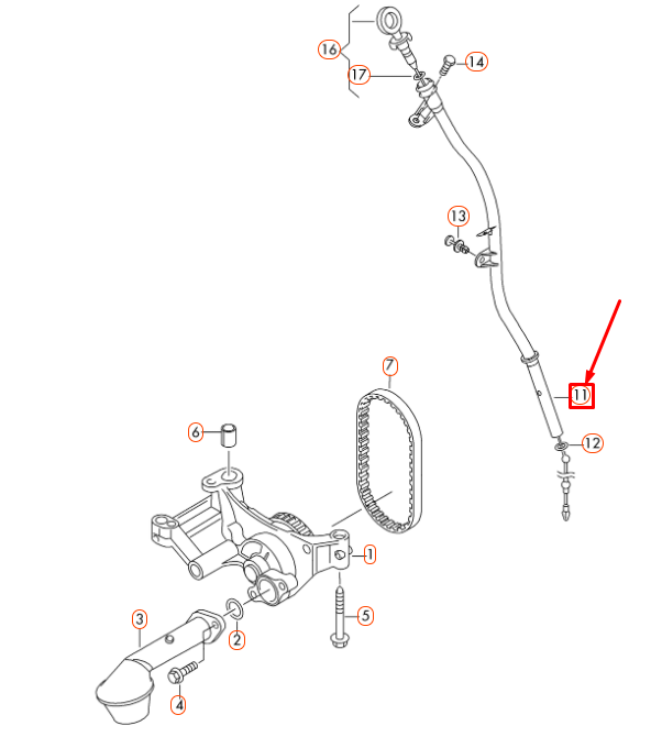 NEW AUDI A1 8X OIL DIPSTICK TUBE 03L103634G ORIGINAL