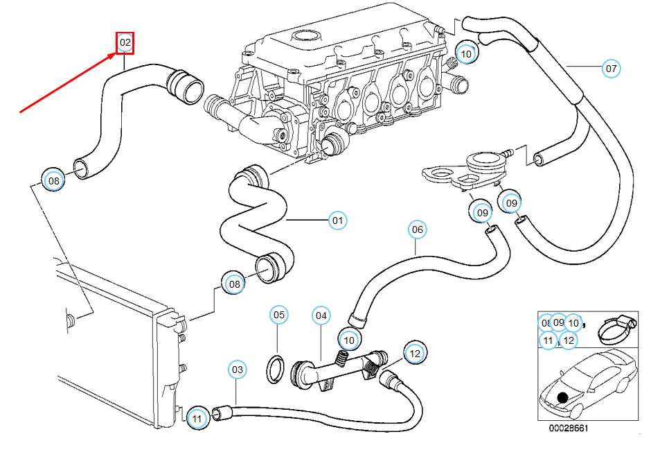 NEW BMW 3 COMPACT E36 COOLING SYSTEM WATER HOSE 11531716659 1716659 ORIGINAL