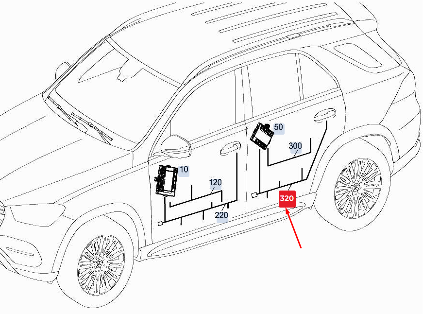 new mercedes-benz gle w167 rear right door wiring harness a1675406434 original