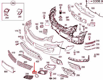 NEW MB R W251 FRONT LEFT FOG LIGHT TRIM RING CHROME A2518850374 ORIGINAL