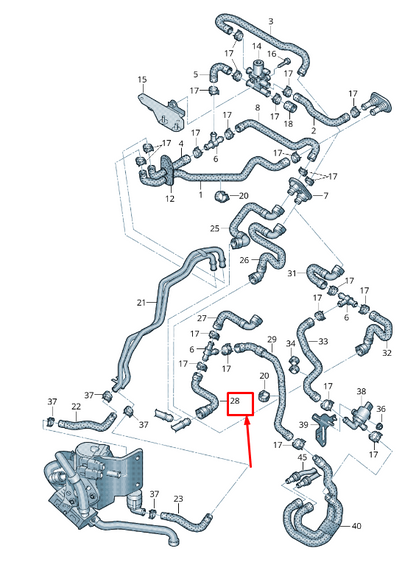 new audi a5 8t engine coolant hose 8k0265372b original