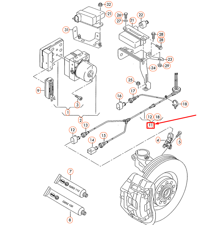 NEW AUDI A3 8P FRONT RIGHT SPEED SENSOR WIRING HARNESS 1K0927903A ORIGINAL
