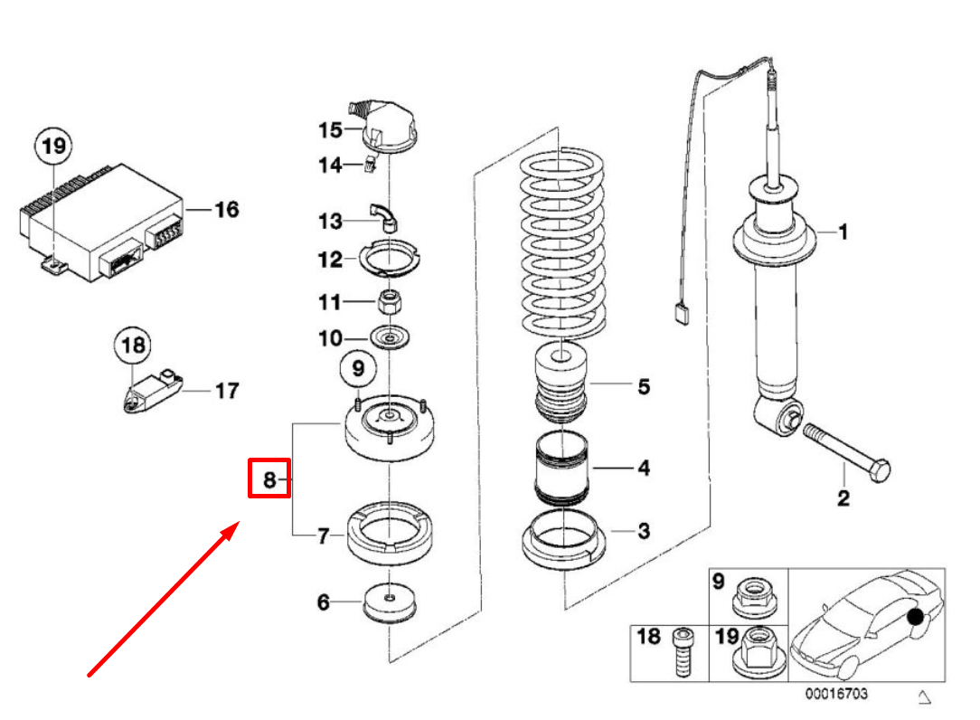new bmw 5 e39 rear shock mount 33521091711 1091711 original