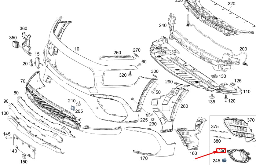 NEW MB GLB X247 FRONT BUMPER OUTER LOWER RIGHT GRILLE COVER A2478856201 ORIGINAL