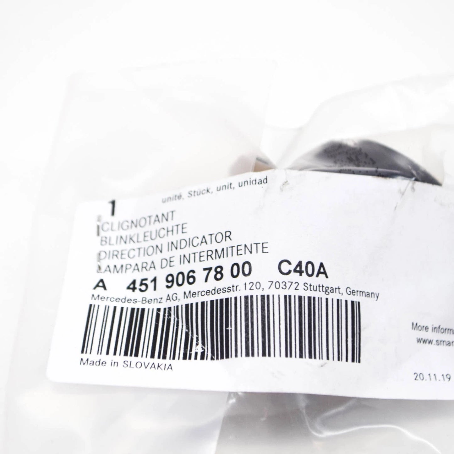 NEW SMART FORTWO 451 RIGHT LATERAL DIRECTION INDICATOR A4519067800C40A ORIGINAL