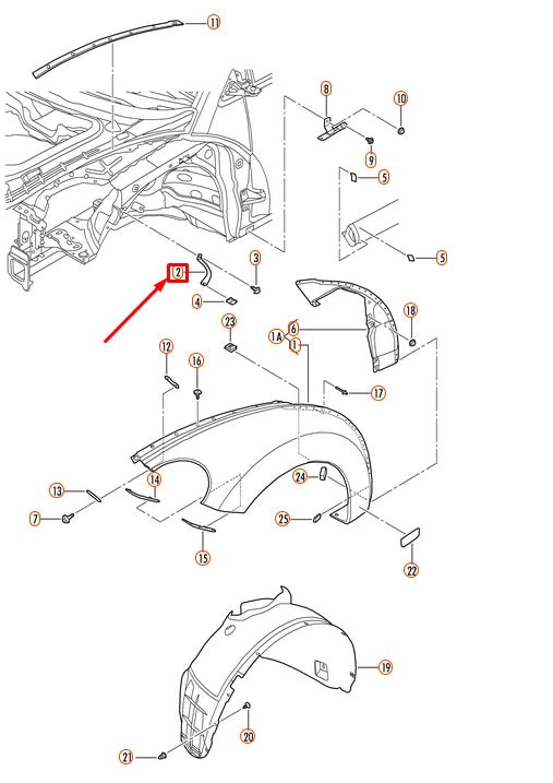 NEW VOLKSWAGEN BEETLE CABRIO FENDER-UPPER BRACKET RIGHT 1C0821228G