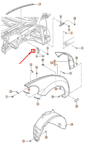 NEW VOLKSWAGEN BEETLE CABRIO FENDER-UPPER BRACKET RIGHT 1C0821228G