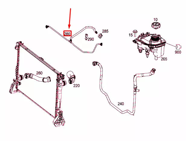 NEW MERCEDES-BENZ VITO W447 COOLANT BREATHER VENT LINE PIPE A4475010125 ORIGINAL