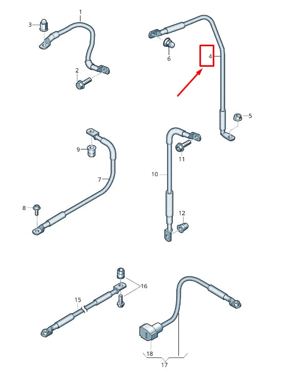 NEW VW TOUAREG CR HIGH-VOLTAGE HEATING EARTH LINE 4M0971537P