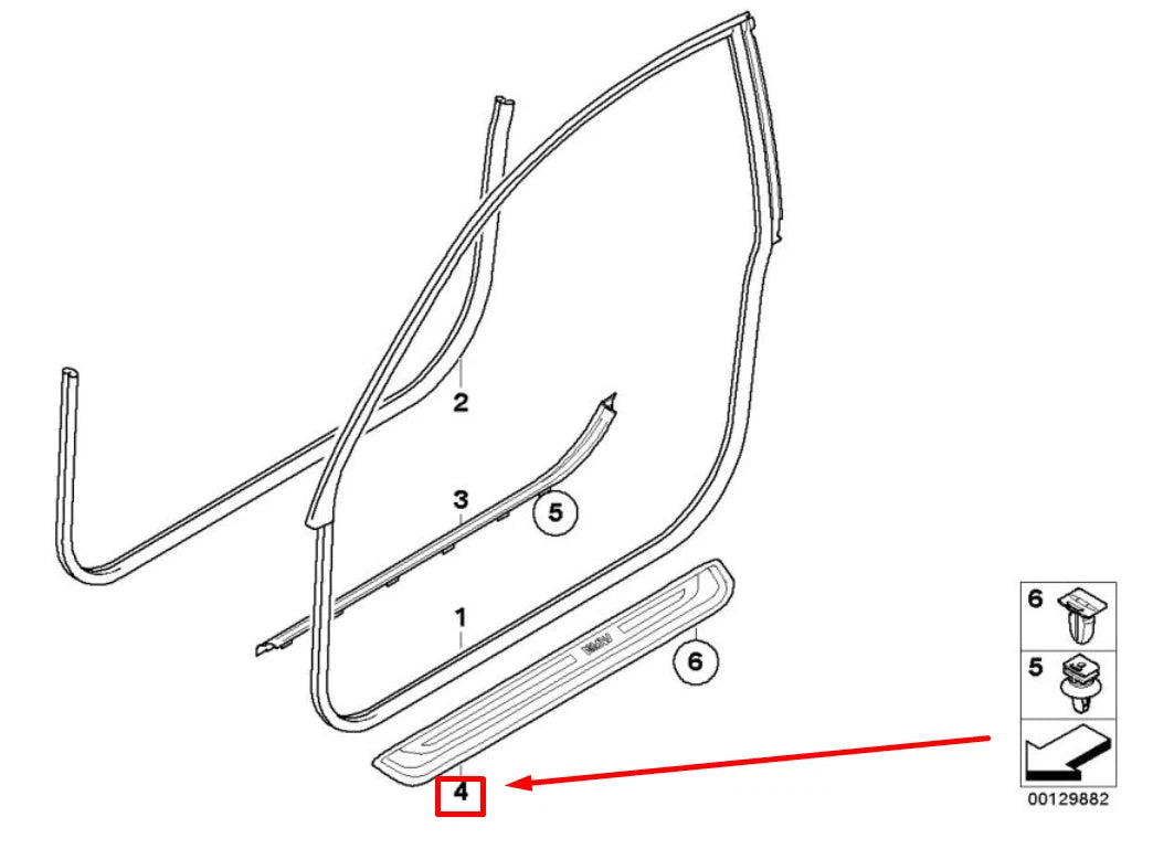 NEW BMW 6 E63 RIGHT DOOR SILL COVER 51477898230 7898230 ORIGINAL