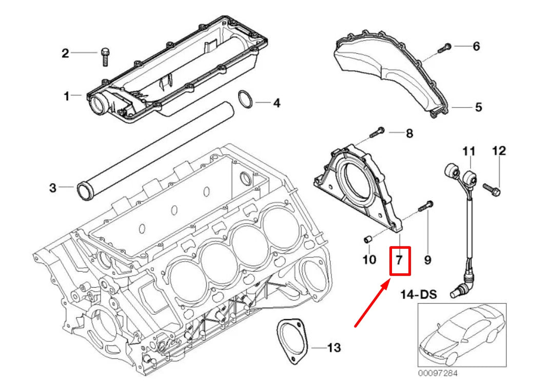 NEW BMW 5 E60 REAR MAIN SEAL RETAINER 7512101 11147512101 ORIGINAL