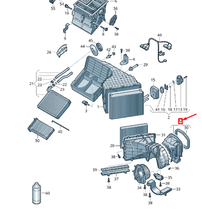 new vw touareg 7p mk2 a/c heater intake duct lhd 7p1820304 original