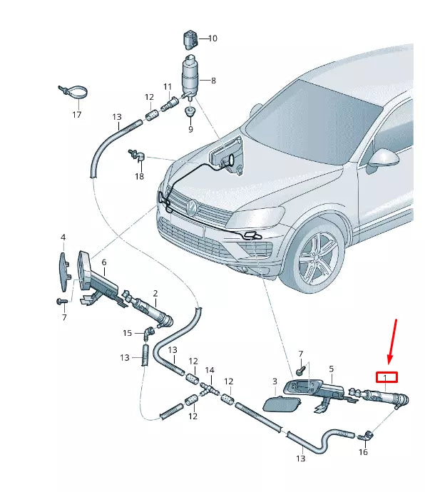 NEW VW TOUAREG 7P LEFT HEADLIGHT CLEANING SYSTEM REPAIR SET 7P6998103 ORIGINAL