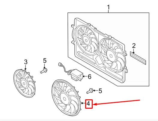 NEW AUDI A4 B8 LEFT RADIATOR FAN 8K0959455T ORIGINAL