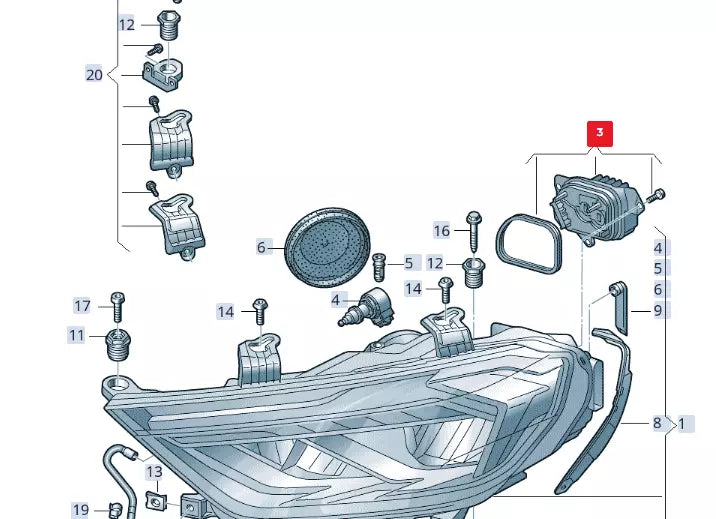 NEW AUDI A1 SPORT GB FRONT RIGHT HEADLIGHT LED CONTROL UNIT 82A998474 ORIGINAL