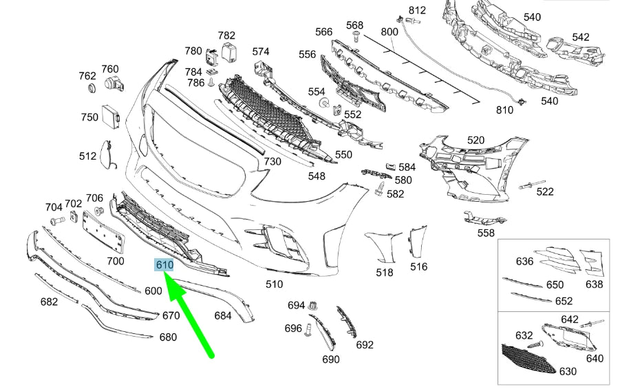 NEW MERCEDES-BENZ C W205 FRONT BUMPER CENTER LOWER GRILLE A2058857904 ORIGINAL