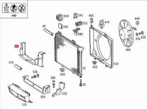 NEW MERCEDES BENZ SLK R170 RADIATOR AIR BAFFLE A1705050730 ORIGINAL