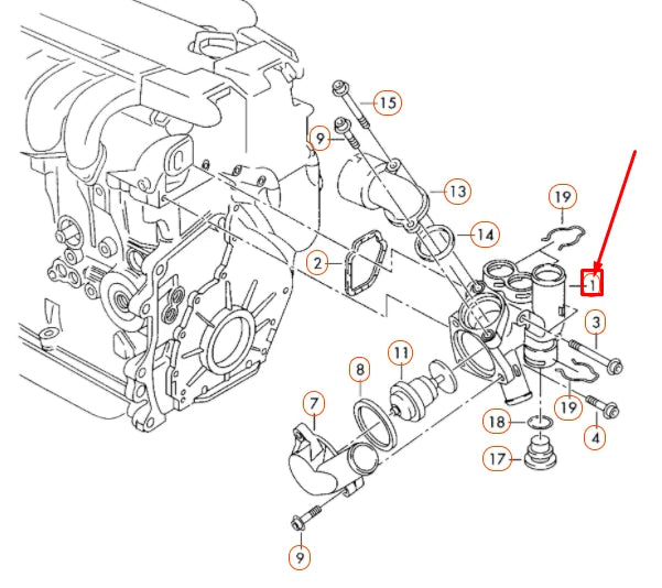 NEW AUDI A3 8P COOLANT REGULATOR HOUSING 022121117C