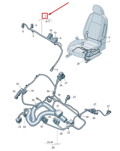 NEW VW TOURAN 5T BACKREST ADJUSTMENT WIRING HARNESS 5TA971369