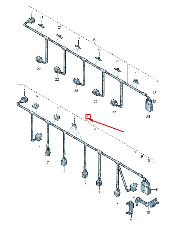 NEW VW TOUAREG 7P FRONT BUMPER PARKING AID WIRING 7P6971095M ORIGINAL