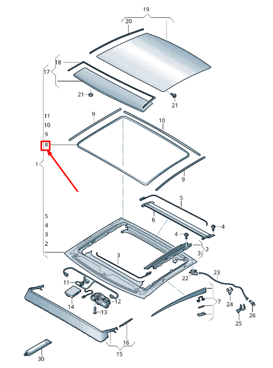 new audi q3 f3 inner sunroof seal 4k5877439 original