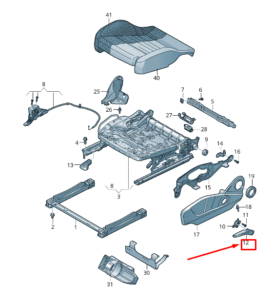 NEW AUDI Q7 4M FRONT LEFT SEAT HEIGHT ADJUSTMENT HANDLE 8W08812534PK ORIGINAL
