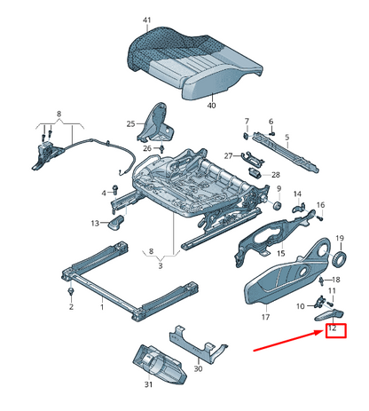 NEW AUDI Q7 4M FRONT LEFT SEAT HEIGHT ADJUSTMENT HANDLE 8W08812534PK ORIGINAL