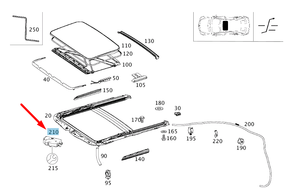 new mercedes-benz r w251 sunroof motor a1648201442 original