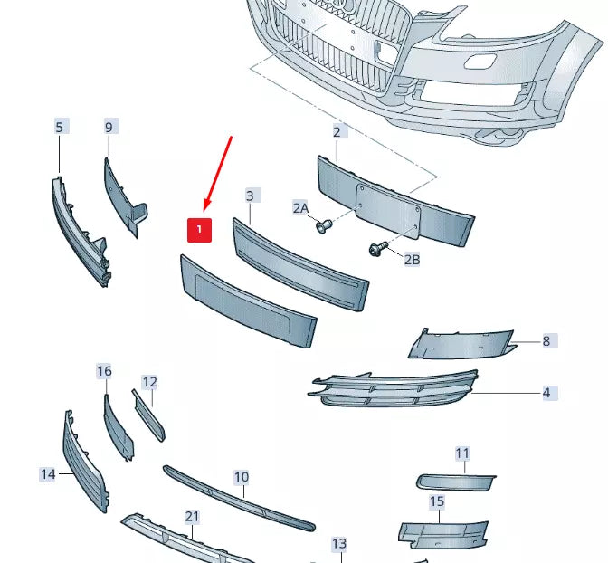 NEW AUDI Q7 4L FRONT BUMPER NUMBER PLATE HOLDER 4L0807285AT94 2012 ORIGINAL