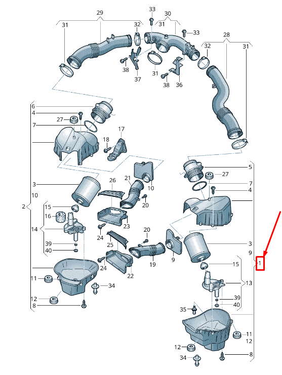 new audi a8 4h left engine air filter box 4h0133823j original