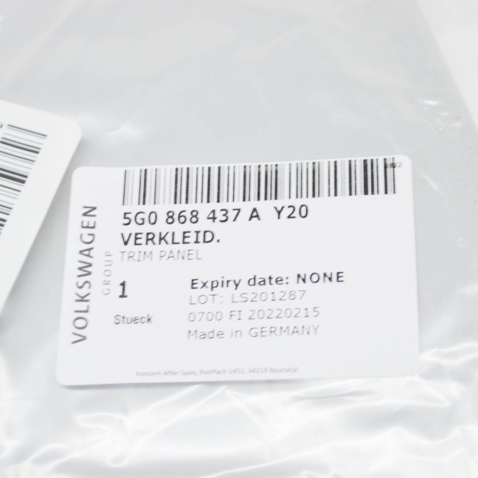 NEW VOLKSWAGEN GOLF 5G MK7 REAR VIEW MIRROR TRIM 5G0868437AY20 ORIGINAL