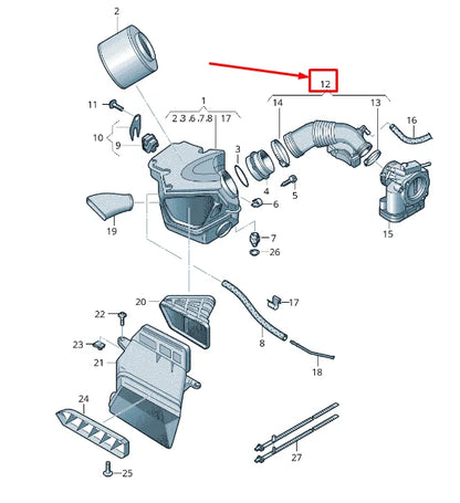 NEW AUDI Q5 8R ENGINE AIR INTAKE HOSE 06E129629AA ORIGINAL