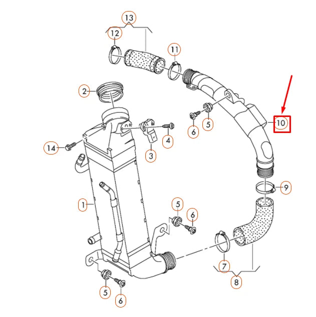 NEW VOLKSWAGEN PASSAT B8 CHARGE AIR COOLER PRESSURE PIPE 3AA145840A ORIGINAL