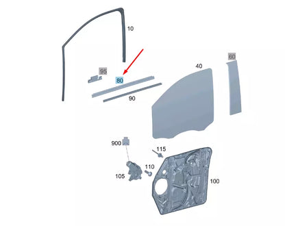 NEW MB VITO W447 FRONT RIGHT DOOR WINDOW OUTER SEALING RAIL A4477200424 ORIGINAL