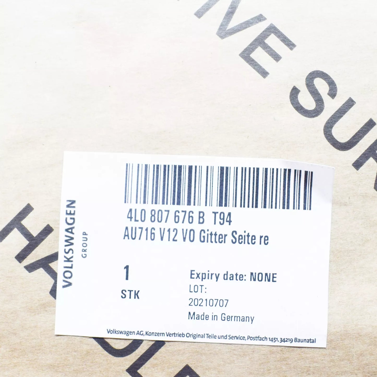 NEW AUDI Q7 4L FRONT BUMPER RIGHT GRILLE S-LINE 4L0807676BT94 4L0807676B