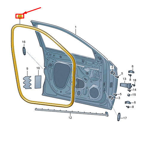 new skoda scala front left inner door seal rubber 657867365g5ap original