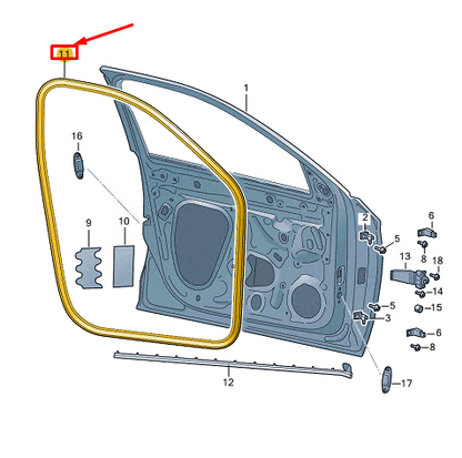 new skoda scala front left inner door seal rubber 657867365g5ap original