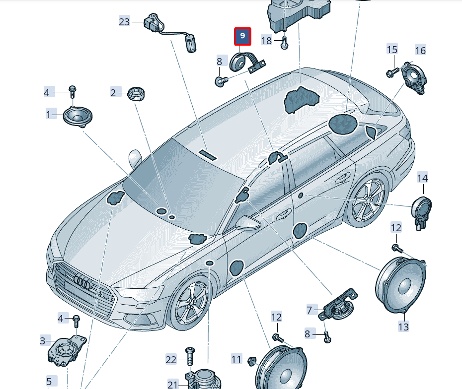 NEW AUDI A6 C8 RIGHT ROOF LOUDSPEAKER 4K9035828A ORIGINAL